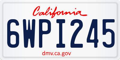 CA license plate 6WPI245