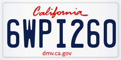 CA license plate 6WPI260