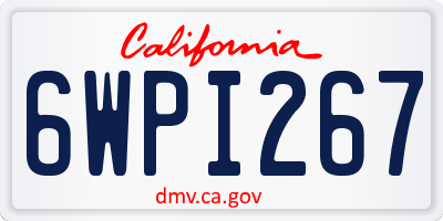 CA license plate 6WPI267