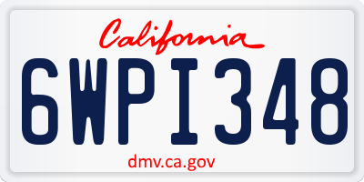 CA license plate 6WPI348