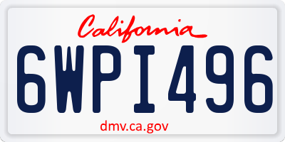 CA license plate 6WPI496