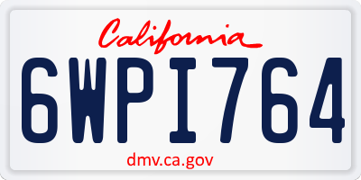 CA license plate 6WPI764