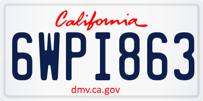 CA license plate 6WPI863