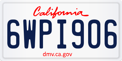 CA license plate 6WPI906