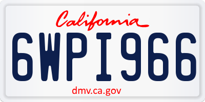 CA license plate 6WPI966