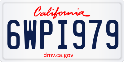 CA license plate 6WPI979