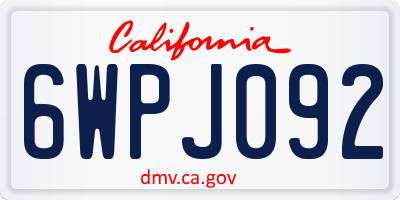 CA license plate 6WPJ092