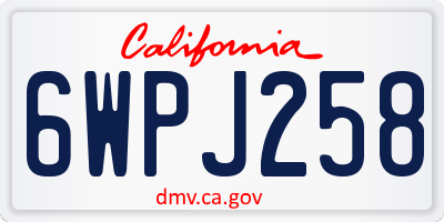 CA license plate 6WPJ258