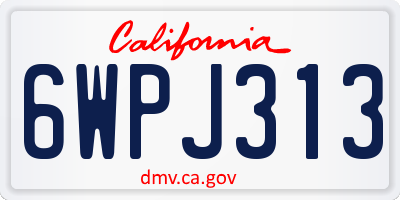 CA license plate 6WPJ313