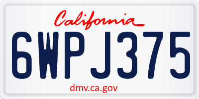 CA license plate 6WPJ375