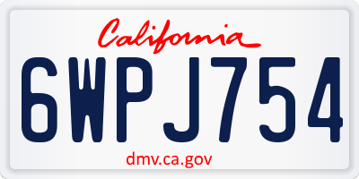 CA license plate 6WPJ754