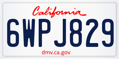 CA license plate 6WPJ829