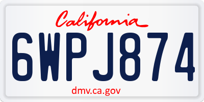 CA license plate 6WPJ874
