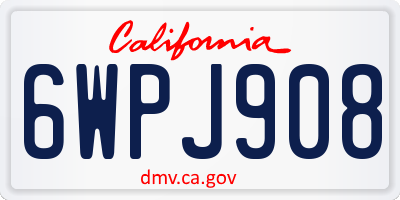 CA license plate 6WPJ908