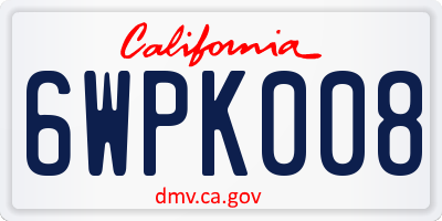 CA license plate 6WPK008