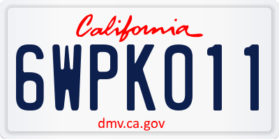 CA license plate 6WPK011
