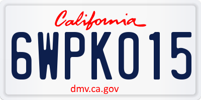 CA license plate 6WPK015