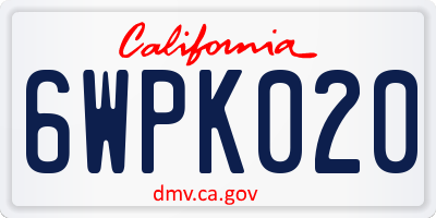 CA license plate 6WPK020