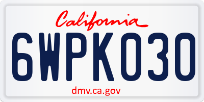 CA license plate 6WPK030