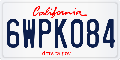 CA license plate 6WPK084