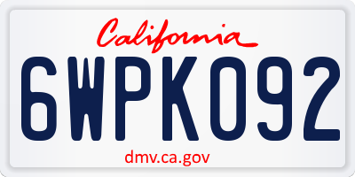 CA license plate 6WPK092