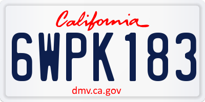 CA license plate 6WPK183