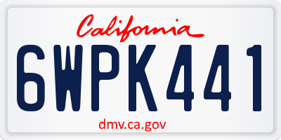 CA license plate 6WPK441