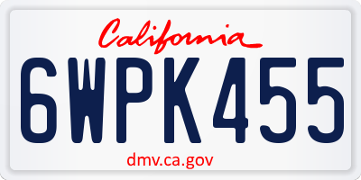 CA license plate 6WPK455