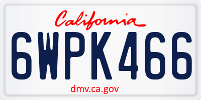 CA license plate 6WPK466