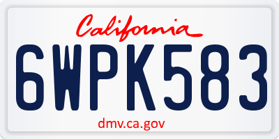 CA license plate 6WPK583