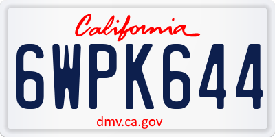 CA license plate 6WPK644