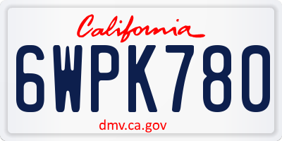 CA license plate 6WPK780