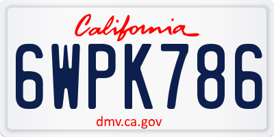 CA license plate 6WPK786