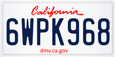 CA license plate 6WPK968