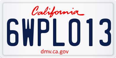 CA license plate 6WPL013