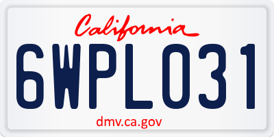 CA license plate 6WPL031
