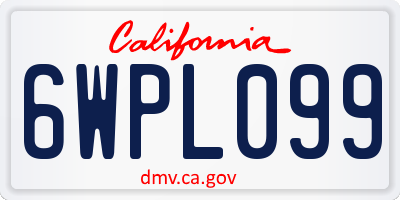 CA license plate 6WPL099