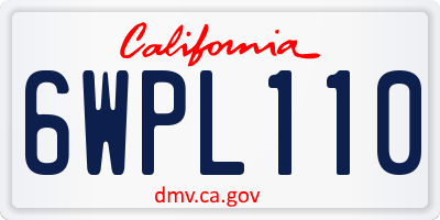 CA license plate 6WPL110
