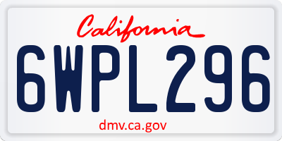 CA license plate 6WPL296