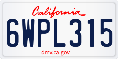 CA license plate 6WPL315