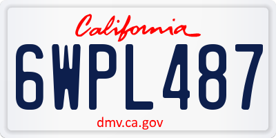 CA license plate 6WPL487