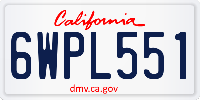 CA license plate 6WPL551