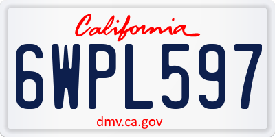 CA license plate 6WPL597