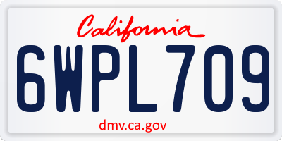 CA license plate 6WPL709