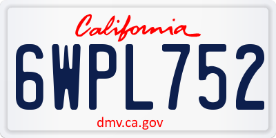 CA license plate 6WPL752