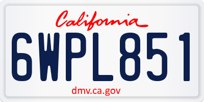 CA license plate 6WPL851