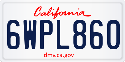 CA license plate 6WPL860
