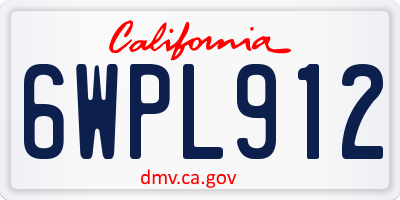 CA license plate 6WPL912