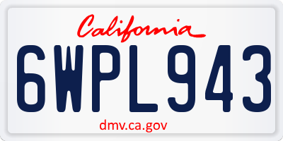 CA license plate 6WPL943
