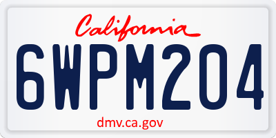 CA license plate 6WPM204